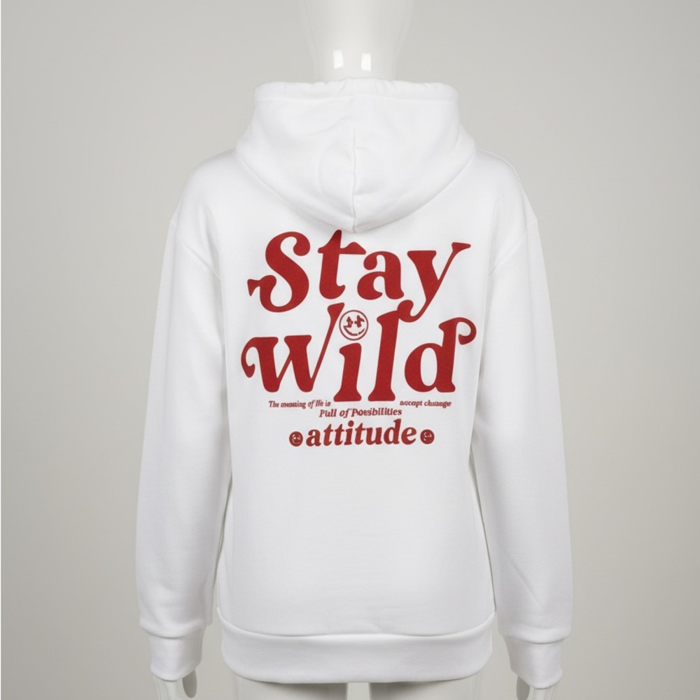 SHEIN White Hoodie with Red Print
